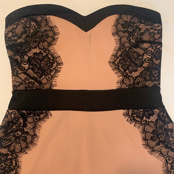 Dusty Rose Dress with Black Lace Detail - Picture 1 of 4